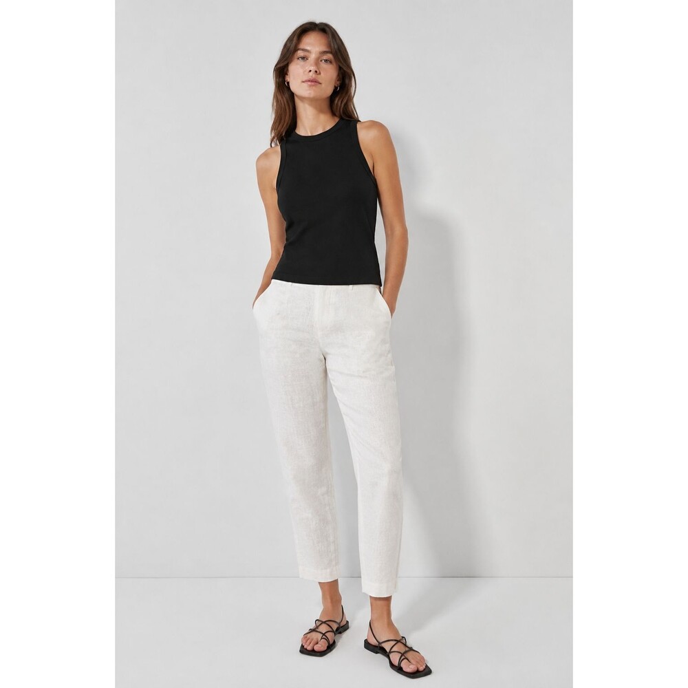NWT Theory Treeca SZ Linen Pants Womens 6 White Eco Crunch Wash Ankle Crop